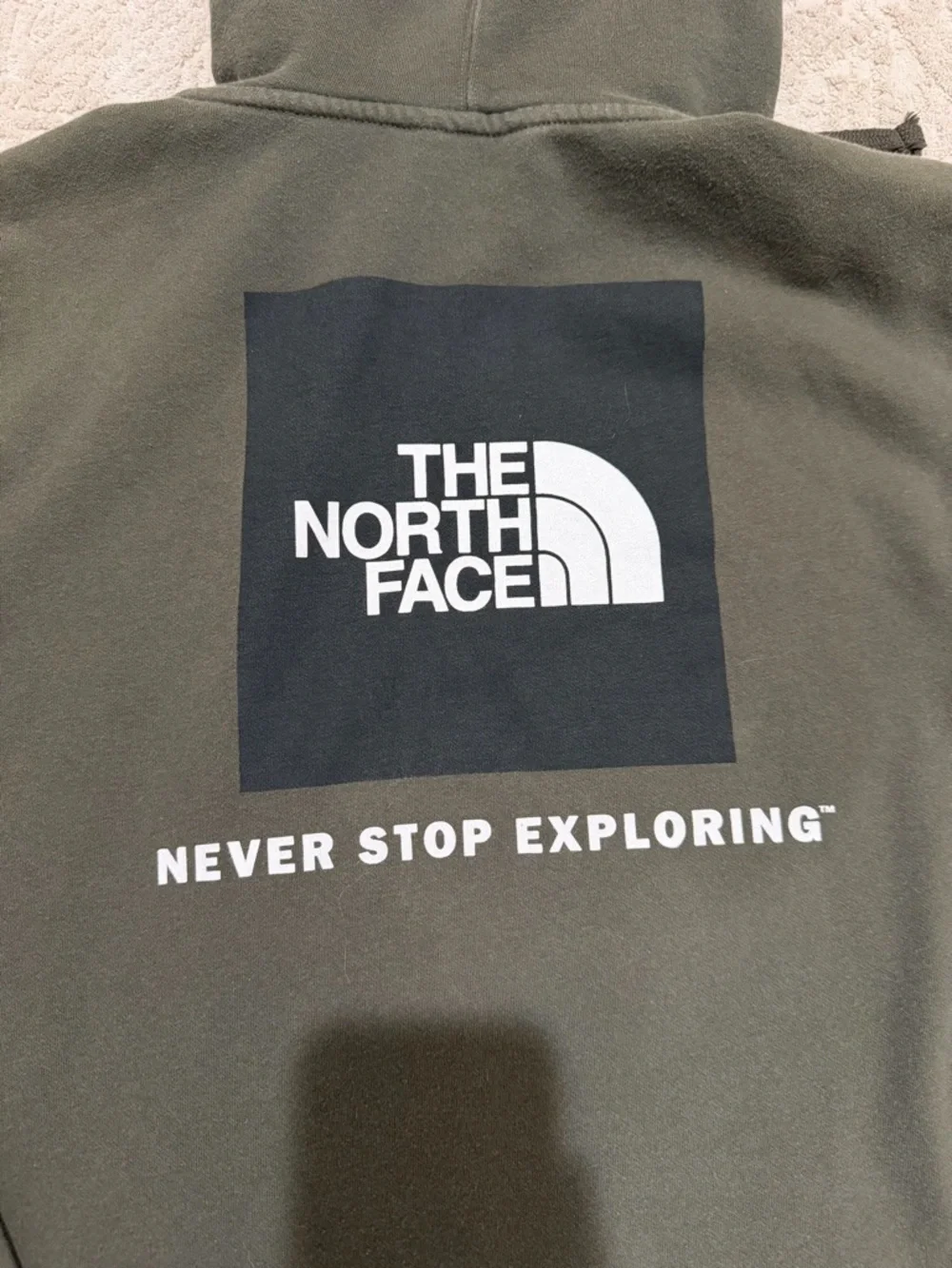 The North Face Olive Green Pullover Hoodie with Logo Tag
